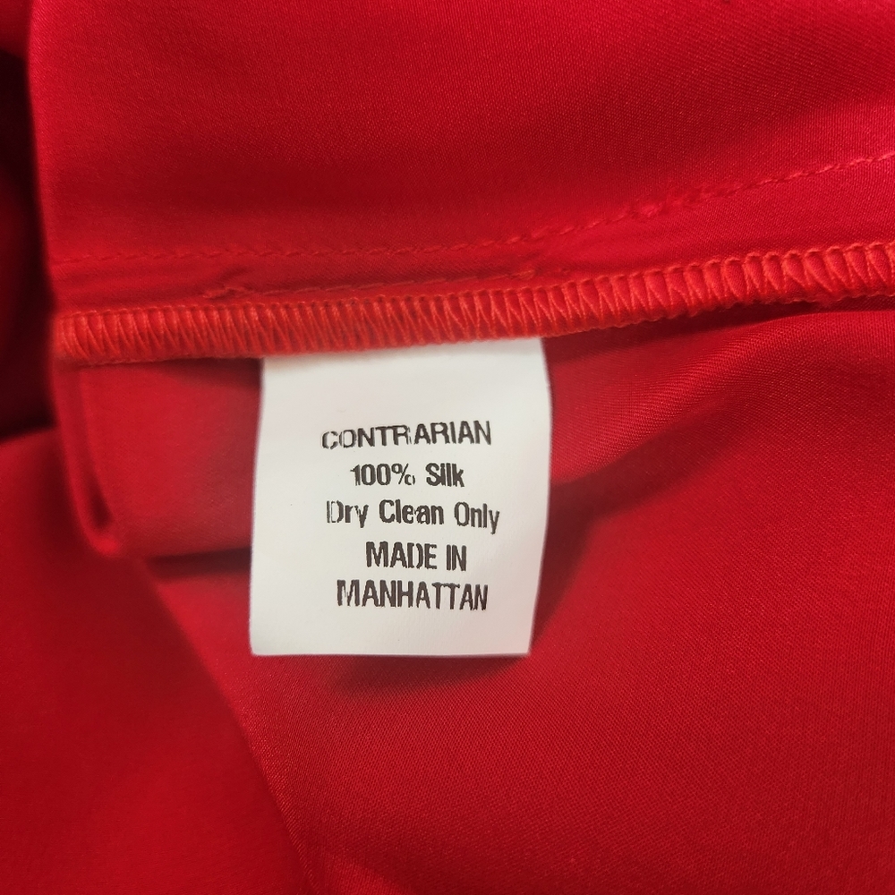 Elegant 100% Silk Red Maxi Dress - Picture 8 of 11